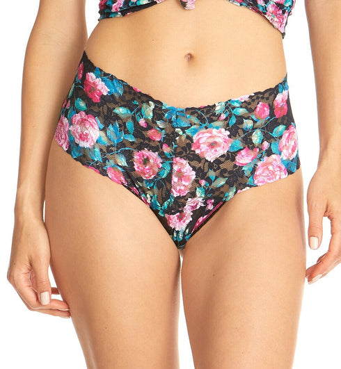 Hanky Panky Damascus Retro Thong Style panty Black Floral Size One Size
